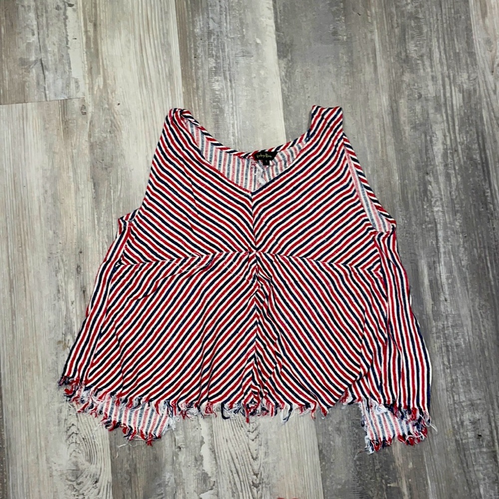 Red and navy striped tank top